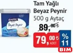 AYTAÇ TAM YAĞLI BEYAZ PEYNİR 500 G